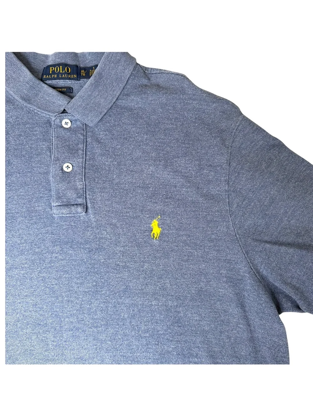 Polo Ralph Lauren Pique Mesh Polo Shirt Men's Size XL Custom Fit Blue Cotton